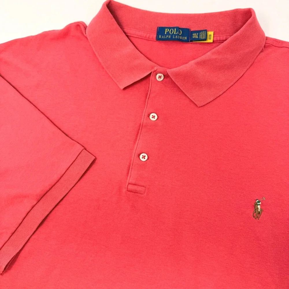 Polo Ralph Lauren Mens 4XLT Coral Pink Short Sleeve Polo Shirt Classic Fit